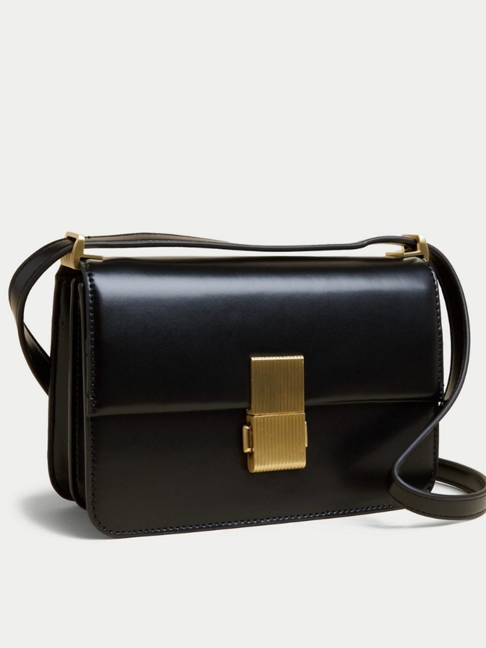 Black M&S Non-Leather Crossbody Bag with Gold Hardware